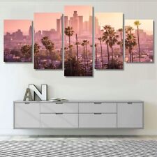 Sunset Los Angeles Downtown Skyline 5 Piece Canvas Print Wall Art Home Decor