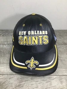 Reebok New Orleans Saints NFL Black Leather Adjustable Cap Hat One Size Vintage - Picture 1 of 10