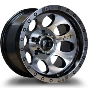 4 ~ 15x10 Full Throttle FT5096 5x127 (5x5") gloss black machined wheels -44mm - Picture 1 of 3