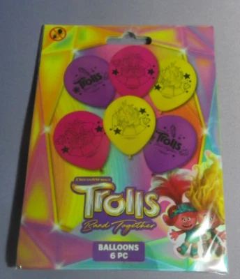 Party Supplies Trolls Latex Balloons Pack Of 6 - image 1 of 4