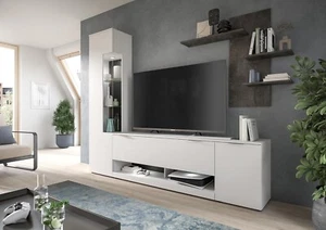 xonox Wohnwand Anbauwand Schrankwand Schrank weiß - Wohnen Ben - 250x190x35 cm - Bild 1 von 6