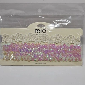 MIA COLLECTION GIROCOLLO/COLLANA BIANCA/2 PZ. SET PAILLETTES E PIZZO NUOVO! SIGILLATO! - Foto 1 di 5