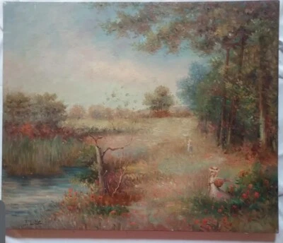 Pintura al óleo antigua/vintage sobre lienzo firmada por F. Lotte Foto 1 de 4