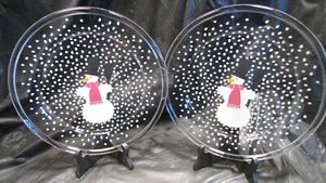 2 HTF Arcoroc Muñeco de nieve Platos de cena Escoba Cara Francia Caja Barril Navidad - Imagen 1 de 3