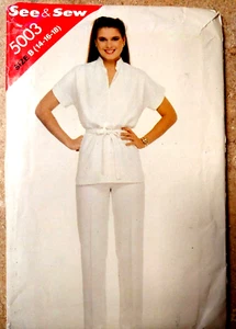De Colección 5003 Butterick Costura Patrón Misses 14-16-18 Túnica Pantalones Cinturón Ver y Coser SIN CORTAR - Imagen 1 de 6