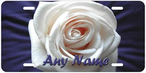 White Rose Flower Personalized Novelty Car Auto License Plate Any Name - Picture 1 of 4
