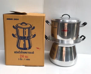 Thai Traditional Crocodile Brand Aluminum Cookware Vintage Steamer Pot Size 24cm - Picture 1 of 17