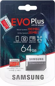 Samsung Evo Plus 64GB MicroSD XC Class 10 UHS-1 Mobile Memory Card for Samsung G - Picture 1 of 4