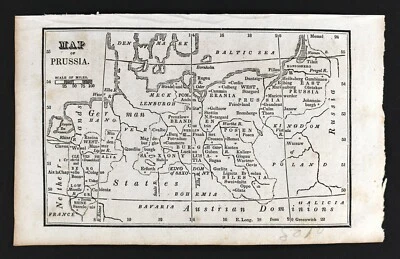 1830 Nathan Hale Map Prussia Germany Poland Danzig Berlin Frankfort Cologne DE - Image 1 of 2