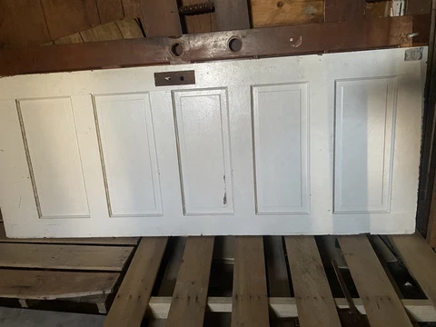 31"3/4x78”3/4  Antique Vintage Old Exterior Interior SOLID Wood Door 5 Panels Cover