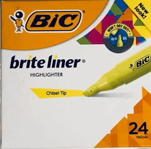 Iluminador de tanque BIC Brite Liner, punta de cincel, amarillo, 24 ct #155-16 - Imagen 1 de 2