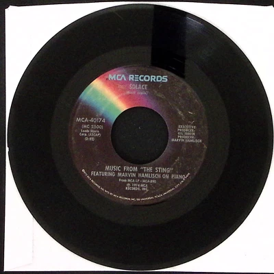 MUSIC FROM "THE STING" MARVIN HAMLISH SOLACE/THE ENTERTAINER VINYL 45 VG 44-165 - Image 1 of 2