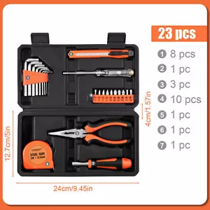 Juego de herramientas de 23 piezas Kit de herramientas para el hogar Herramientas de mano industriales Estuche de transporte portátil - Imagen 1 de 9