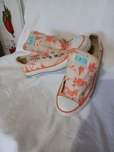 Converse All Star niedriger Canvas-Schuh W Gr. 7 M Gr. 5 weiß mit orangefarbenen Blumen 0019 - Bild 1 von 11