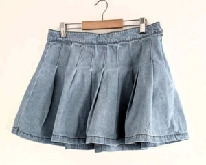 Minifalda para mujer Forever 21 azul denim plisada look preppy talla grande - Imagen 1 de 7