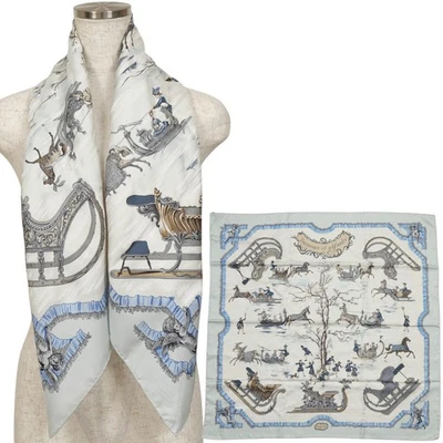 HERMES Carre 90 "Traineaux et glifsades" 100% Silk Scarf Vintage Rare Cleaned - Image 1 of 4