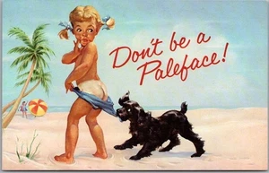 Vintage 1960s COPPERTONE SUNSCREEN Advertising Postcard "Don't Be a Paleface" - Picture 1 of 2