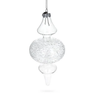 Triple Oval Finial Blown Clear Glass Christmas Ornament 6.6 Inches - Picture 1 of 3