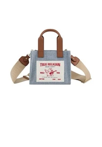 MINI BOLSO TOTE TRUE RELIGION - BANDOLERA - DENIM - NUEVO CON ETIQUETAS - CORREA EXTRAÍBLE BUDDHA - Imagen 1 de 8