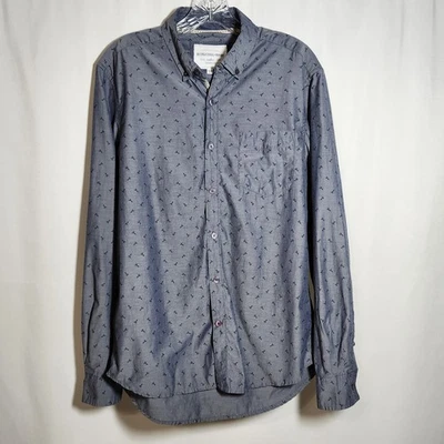 International Report Men's Size Medium Long Sleeve Button Down Shirt Blue - Image 1 of 4