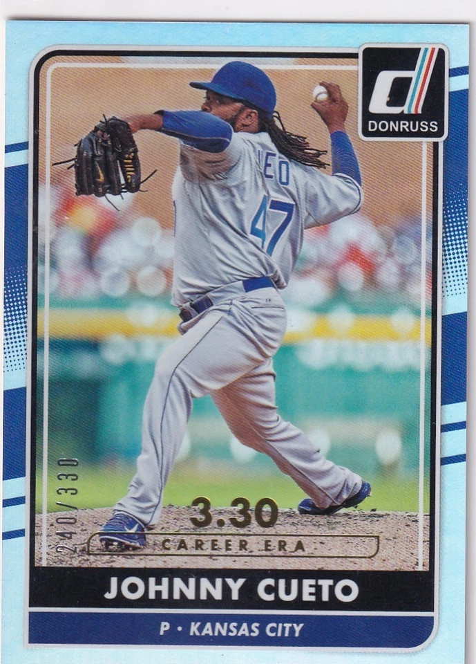 JOHNNY CUETO/330 DONRUSS CARRERA LÍNEA ESTADÍSTICA GIGANTES PARALELOS #153 2016 16 PANINI Foto 1 de 1