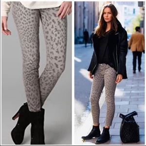 Current/Elliott The Stiletto Grey Leopard Jeans Skinny Ankle Animal Print Sz 27 - Picture 1 of 24