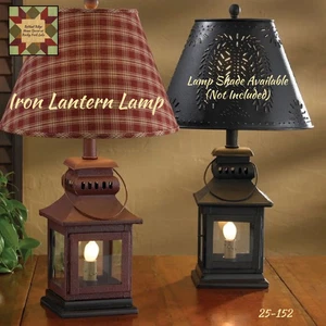 Iron Lantern Lamp Black or Cranberry/Red - Picture 1 of 7