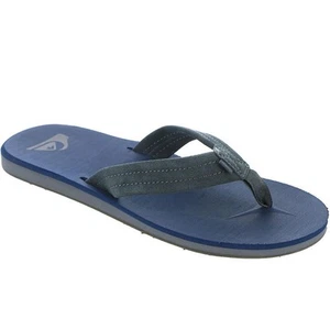 Quiksilver Mens Carver Blue Suede Flip-Flops Shoes 8 Medium (D) BHFO 5506 - Picture 1 of 3