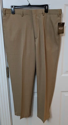 NWT Botany 500 Dress Pants Men's Brown Flat Front Stretch Waist Polyester 38x28 - Image 1 of 4