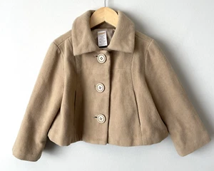 Gymboree Camel Swing Crop Pea Coat Girls Sz 4 Wool Blend Pockets Buttons Pleat - Picture 1 of 10