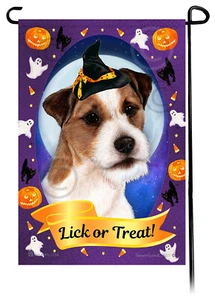 Halloween Garden Flag - Broken Coat Tri Jack Russell Terrier - Picture 1 of 1