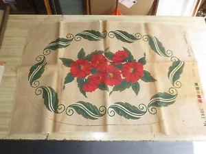 SANITIZED Supreme FLORAL DESIGN Burlap Cloth #380C for HOOKED RUG - 24" x 36" - Picture 1 of 3