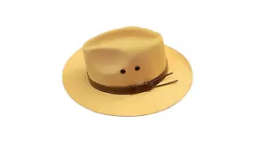 Cappello Jen West grande beige marrone rifinito duro Panama cowboy ranch safari regalo - Foto 1 di 12