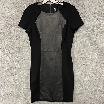 Aqua Dress Women's Size L Black Ponte Front & Back Leather Panel Sheath Formal - Image 1 of 4