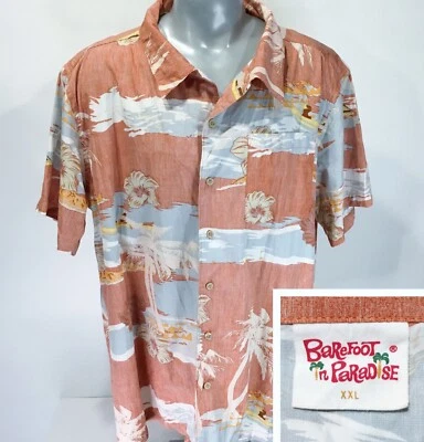 Barefoot in Paradise Mens XXL Hawaiian Style Cotton Short Sleeve Shirt Button Up - Image 1 of 4