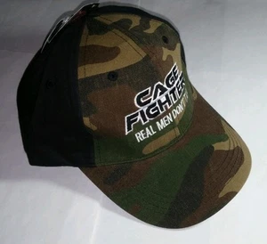 CAGE FIGHTER CAMOUFLAGE BLK REAL MEN DON'T TAP MMA ADJ SNAP BASEBALL CAP HAT NEW - Picture 1 of 2