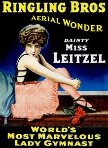 Ringling Bros - Dainty Miss Leitzel - Lady Gymnast - 1920 - Circus Show Poster - Picture 1 of 1