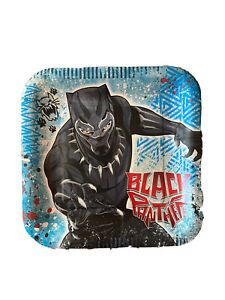 BLACK PANTHER SMALL PAPER PLATES (8) ~ Birthday Party Supplies Cake Dessert Blue