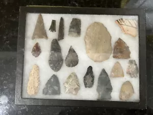 RARE NATIVE AMERICAN INDIAN ARROWHEADS - FULL CASE - COLLECTION Set of 18 (G2) - Picture 1 of 10