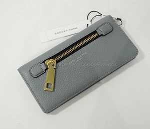 NWT MARC By Marc Jacobs M0008451 Gotham Leather Open Face Wallet Dolphine Blue - Picture 1 of 6
