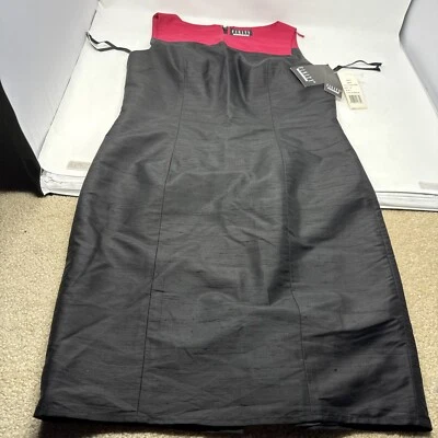 Винтажный Finity платье льняной без рукавов черный/красный арбуз шелк полиэстер размер 8 - Изображение 1 из 4