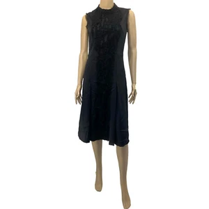 LANVIN Hiver 2006 Vintage Black Ruffle Midi Dress - Picture 1 of 9