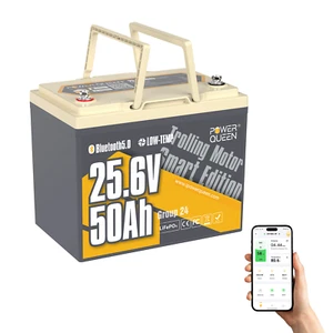 Power Queen 24V 50Ah Bluetooth LiFePO4 Battery for Trolling Motor-Refurbished - Picture 1 of 14