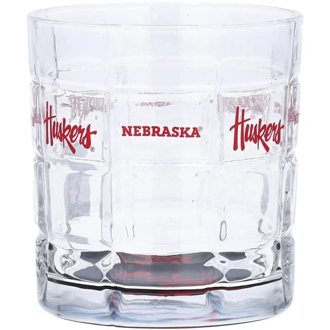Nebraska Cornhuskers NCAA Bottoms Up Squared Whisky Rocks Glass 10 oz Cover