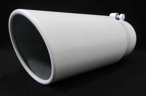 PLANA BLANCA 4" ENTRADA 5" SALIDA 12" L DIÉSEL PUNTA ESCAPE FORD, DODGE, CHEVY - Imagen 1 de 5