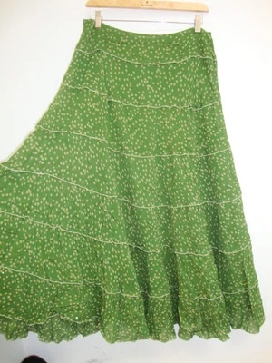 Nueva Falda April Cornell Punto Verde En Niveles L Grande De Colección Romántica Línea A Nueva con Etiquetas Foto 1 de 4