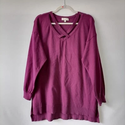 Suéter túnica suéter para mujer Umgee magenta manga 3/4 dobladillo alto bajo talla X-grande Foto 1 de 4