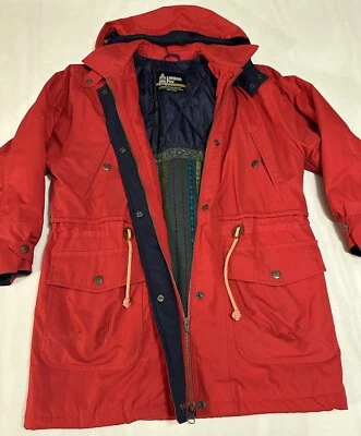 Abrigo de invierno parka con capucha y cremallera completa roja talla 8R London Fog Thinsulate de colección para mujer Foto 1 de 4