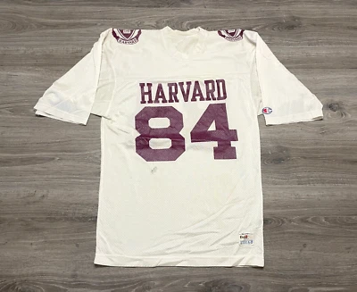 Camiseta de fútbol americano universitario vintage de los 80 Champion Harvard #84 para hombre talla mediana blanca Foto 1 de 4