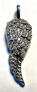 "Dije de collar de plata esterlina con ala de ángel 925 circonita cúbica - 1 1/2""" - Imagen 1 de 2